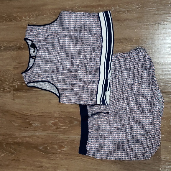 GAP Tops - (M) GAP Loose Fit Nautical Coord Set Geometric Back Keyhole Cutout Vacation